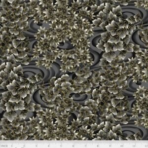 Tsuru by P&B Textiles 5260-K Swirling Leaves Black sold by the 1/2 yd.