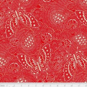 Tsuru by P&B Textiles 5262-R Butterfly Linework Red sold by the 1/2 yd.
