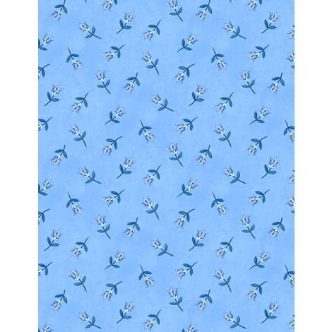 Blooming Blue Tulip Toss by Wilmington Prints 27693-460 Med.Blue sold by the 1/2 yd.