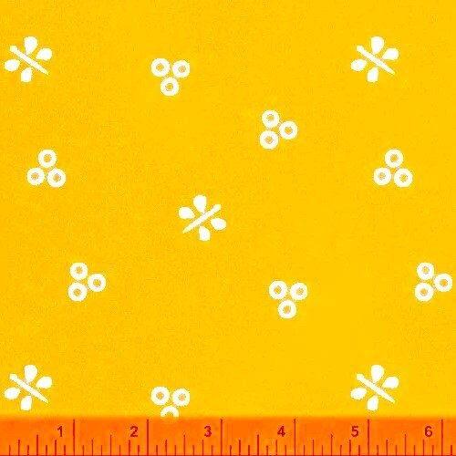 Postage Stamp by Mary Koval for Windham 41677-6 yellow sold by 1/2 yd
