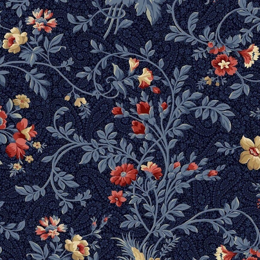 Victory Garden By Wing and a Prayer for Timeless Treasures CD2109-navy sold by the 1/2 yd.