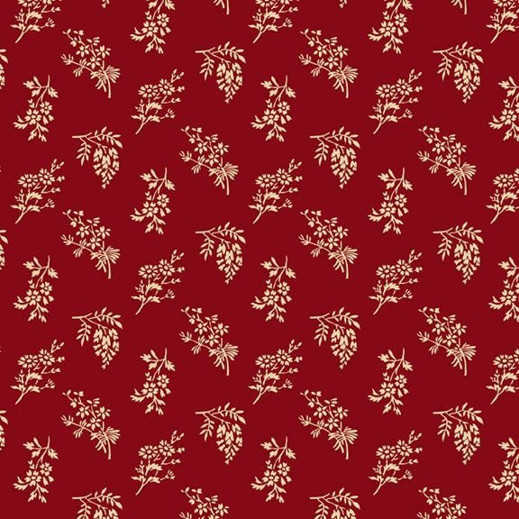 Vintage Charm Cut Flowers by Julie Rothermel for Marcus Fabrics R330510 Red sold by the 1/2 yd.