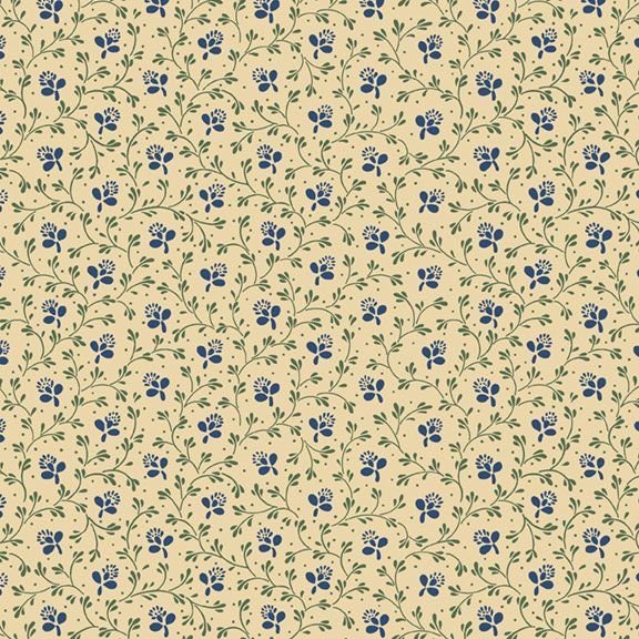 Vintage Charm Nosegay by Julie Rothermel for Marcus Fabrics R330518-Blue sold by the 1/2 yd.