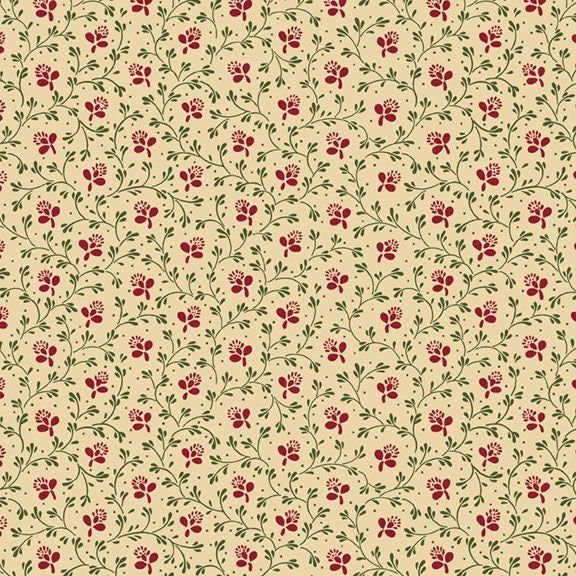 Vintage Charm Nosegay by Julie Rothermel for Marcus Fabrics R330518 Red sold by the 1/2 yd.
