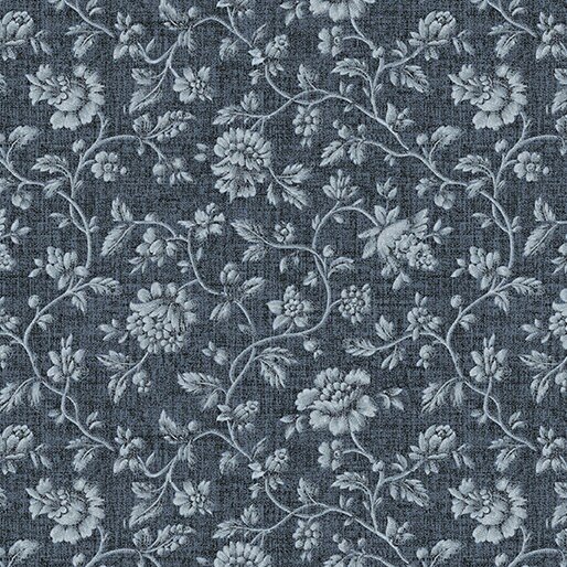 Floral Damask Wedgewood French Cottage Collection by Jan Shore for Benartex 13139-56 Blue sold by the 1/2 yd.