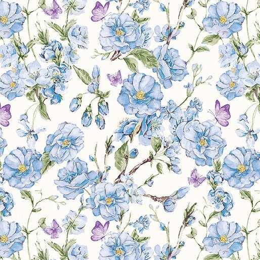 Anthemy Blue (Judy's Bloom Collection) by Eleanor Burns for Benartex 13552-50 sold by the 1/2 yd.