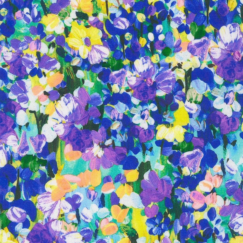 Painterly Petals Meadow by Robert Kaufman SKRD 22273-192 sold by 1/2 yd.