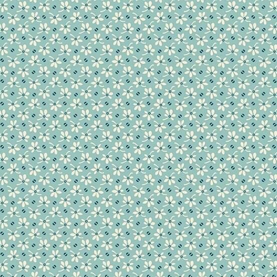 Annabelle by Renee Nanneman for Andover 9723-Teal 1/2 yard remnant