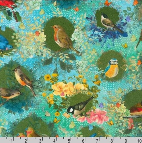 Enchanted Aviary by Durwaigh Studios for Robert Kaufman fabrics K22277-4 sold by the 1/2 yd.