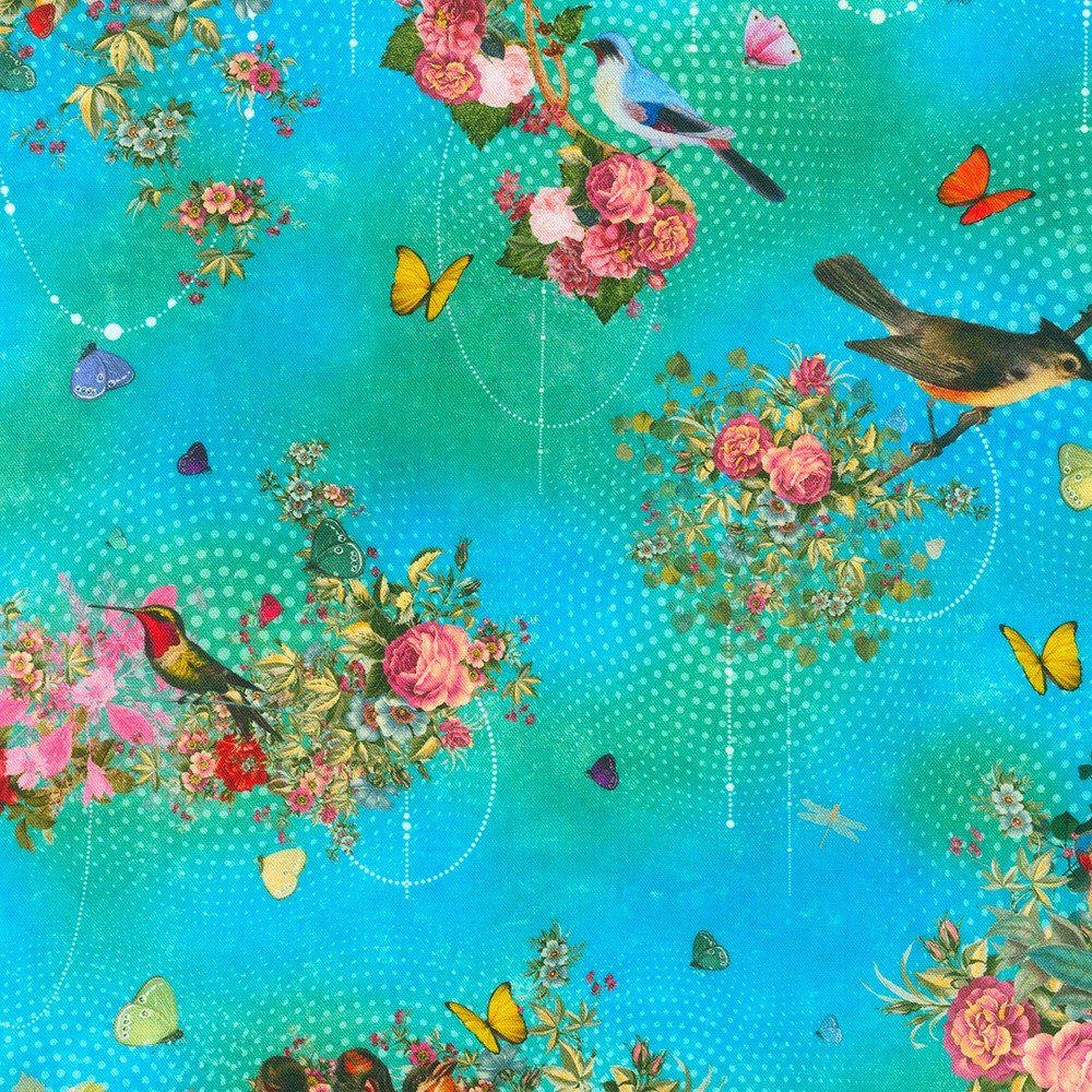 Enchanted Aviary by Durwaigh Studios for Robert Kaufman fabrics K22276-4 one yard 6" remnant