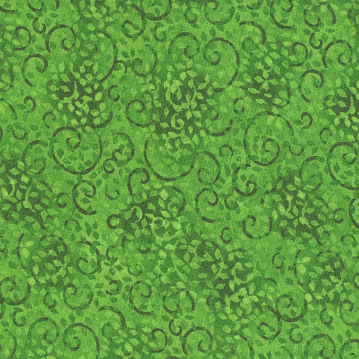 Essentials Leafy Scroll by Wilmington Prints 26035-774 Bright Green sold by the 1/2 yd.