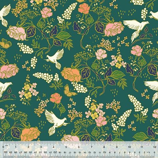 In The garden by Monaluna for Windham Fabrics 53628-5 Verdant sold by the 1/2 yd.