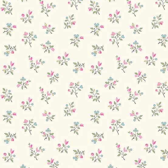 Flowery by Andover Fabrics A-845-L White sold by the 1/2 yd