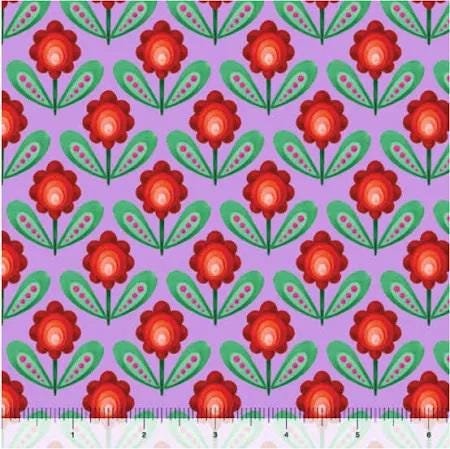 Make Today Beautiful Garden Rows Crocus Digital Print by Mary Tanana for Quilting Treasures 29191-L Purple sold by the 1/2 yd.