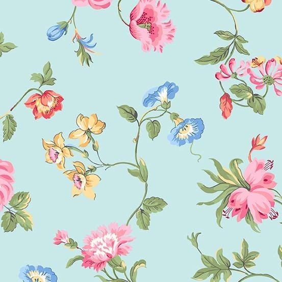 Flowery by Andover Fabrics A-843-BL Lt. Blue  sold by the 1/2 yd.