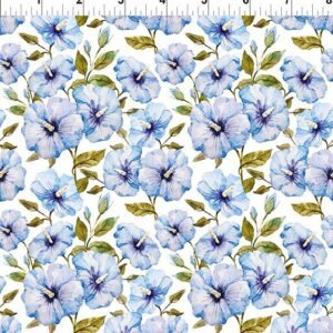 Periwinkle Spring by Jason Yenter for In The Beginning 6PS-1 White sold by the 1/2 yd.