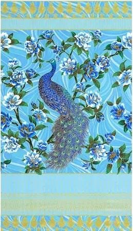 Peacock Garden Panel by Studio RK 20664-63 Sky 24"X43"
