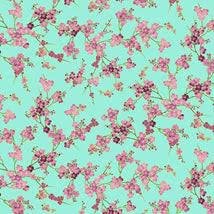Shizuka by Chong-a Hwang for Timeless Treasures FLEUR CM3165 Aqua sold by the 1/2 yd.