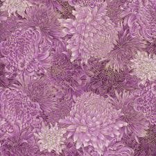 Shizuka by Chong-a Hwang for Timeless Treasures FLEUR CM3164 Purple sold by the 1/2 yd.
