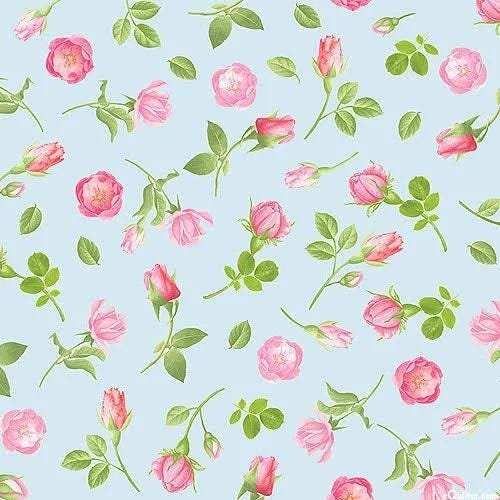 Belle Fleur Tossed Tiny Roses by Timeless Treasures CD3007 Blue sold by the 1/2 yd.