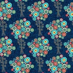 Aureila by The Henley Studio for Makower UK 1393-Blue 33" remnant