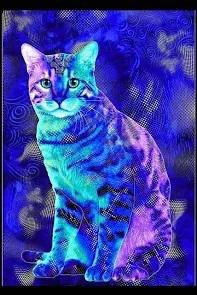 Bijoux Blue Cat Panel by Chong-a Hwang for Timeless treasures 2240-Royal 24"X43"