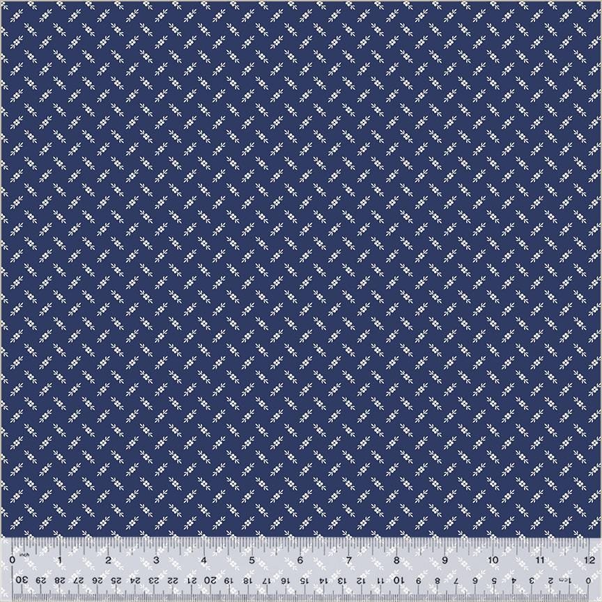 Jasper Blue Fleurette by Whistler Studios for Windham Fabrics 54370-7 Sapphire sold by the 1/2 yd.