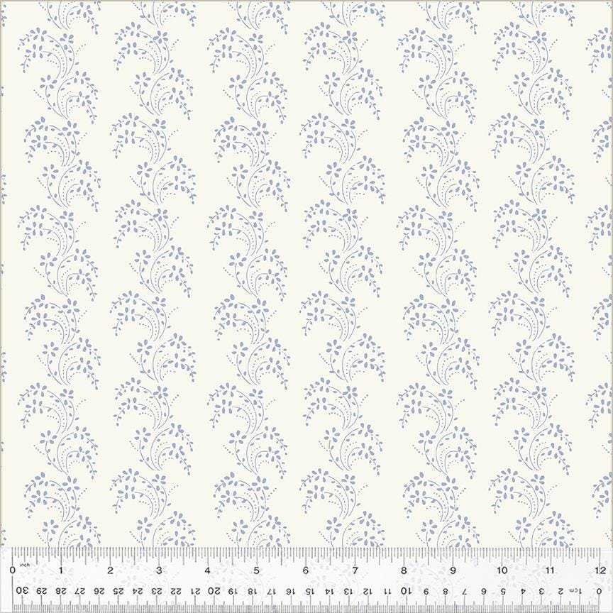 Jasper Blue Border Lace by Whistler Studios for Windham Fabrics 54368-1 Ivory sold by the 1/2 yd.