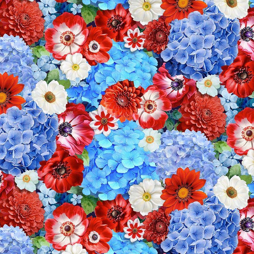Stars and Stripes by Timeless Treasures FLEUR CD3268 Multi sold by the 1/2 yd.