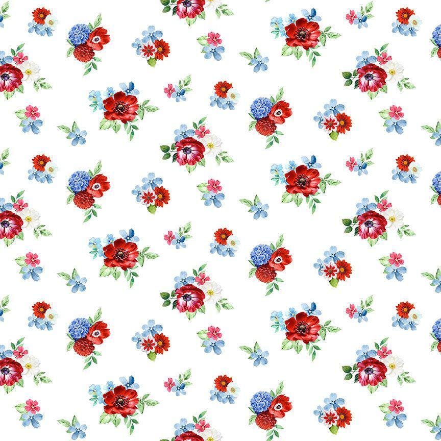 Stars and Stripes by Timeless Treasures FLEUR CD3271 White sold by the 1/2 yd.
