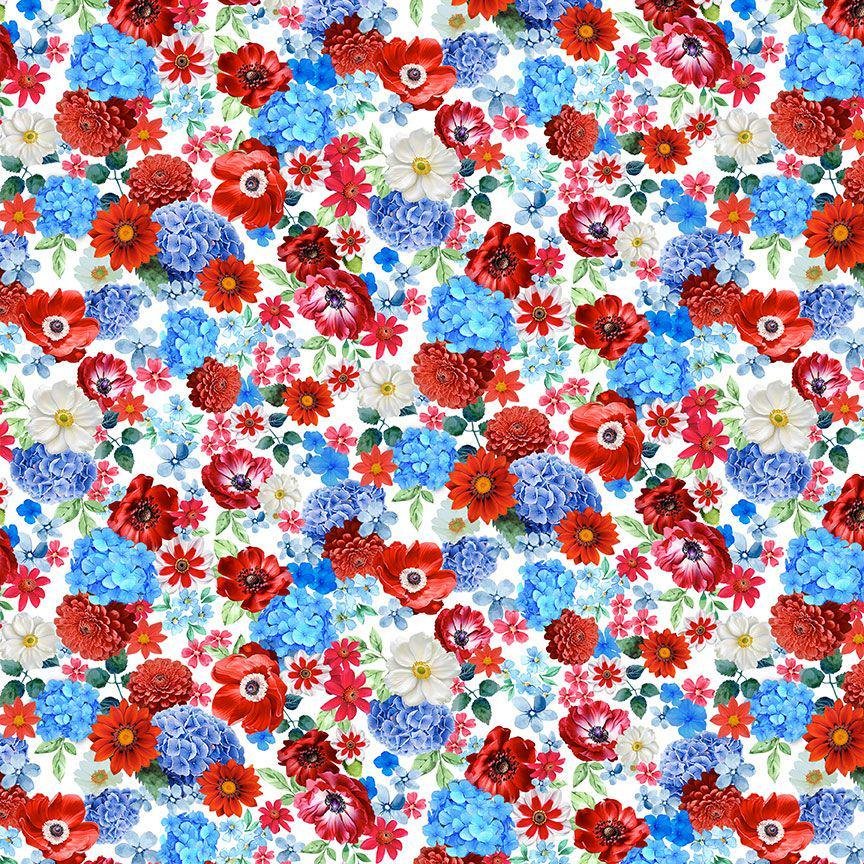 Stars and Stripes by Timeless Treasures FLEUR CD3270 USA sold by the 1/2 yd.