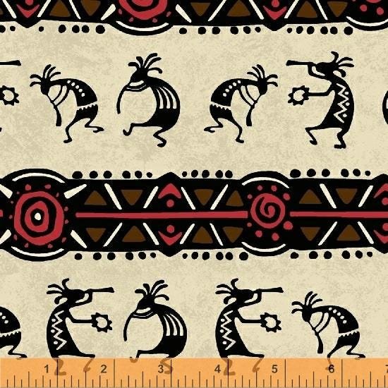 Coyote Canyon Border Stripe by Whistler Studios for Windham Fabrics 51389-1 Cream sold by the 1/2 yd.