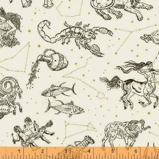 Stargazer by Whistler Studios for Windham Fabrics 51757M-2 White sold by the 1/2 yd.