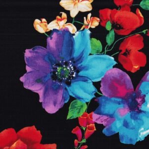 Vibrant Floral on Black by Timeless Treasures 1866-4177 sold by the 1/2 yd.
