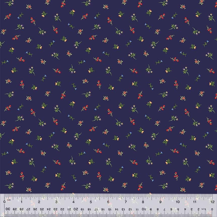 Lily Floral Spritz by Whistler Studios for Windham Fabrics 54557-7 Royal sold by the 1/2 yd.