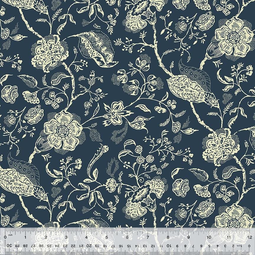 Duchess Veil by Whistler Studios for Windham Fabrics 54578-7 Blue sold by the 1/2 yd.