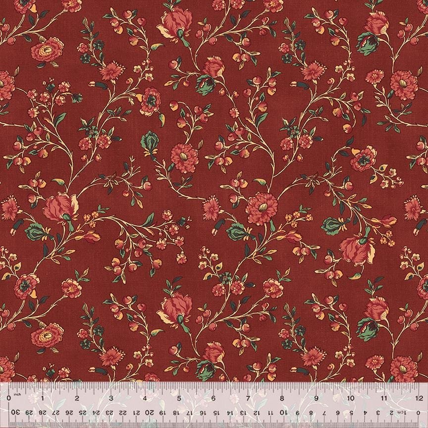 Duchess Blooming Vine by Whistler Studios for Windham Fabrics 54576-1 Berry sold by the 1/2 yd.