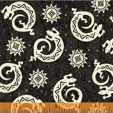 Coyote Canyon by Whistler Studios for Windham Fabrics 51391-2 Black sold by the 1/2 yd.