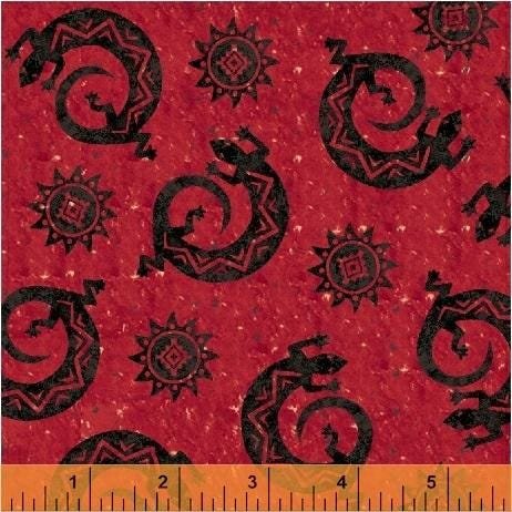 Coyote Canyon by Whistler Studios for Windham Fabrics 51391-4 Red sold by the 1/2 yd.