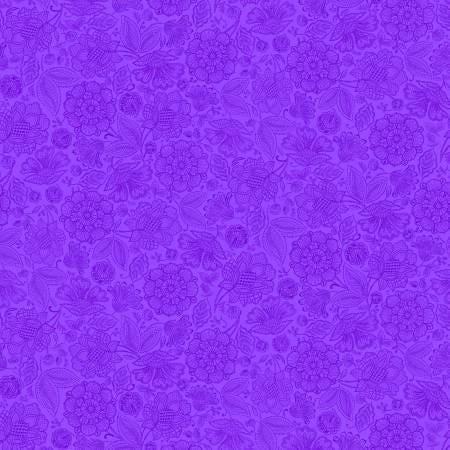 Indigo Garden Packed Jacobean Toile by Timeless Treasures CD3414 Purple sold by the 1/2 yd.