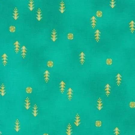 Ancient Beauty by StudioRK for Robert Kaufman 22118-81 Turquoise sold by the 1/2 yd.