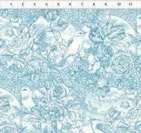 Romance Bird Toile by Jason Yenter for In The Beginning 11BQR-2 Blue two yard 10" remnant