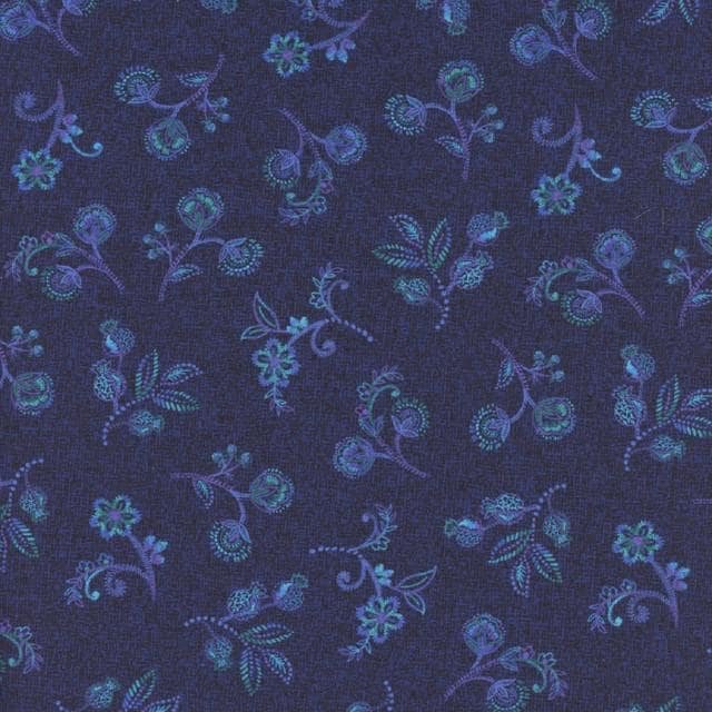 Indigo Garden Small Jacobean Floral by Timeless Treasures CD3415 Navy sold by the 1/2 yd.