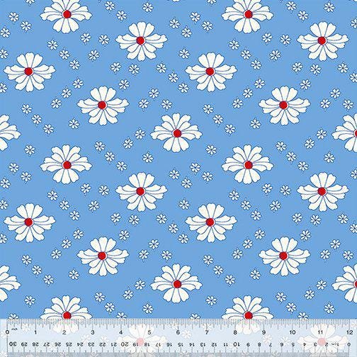Garden Party by Whistler Studios for Windham Fabrics 539754  Blue Meadow sold by the 1/2 yd.