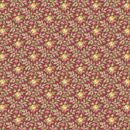 French Mill Wallpaper Roses by Andover Fabrics A-737-Red sold by the 1/2 yd.