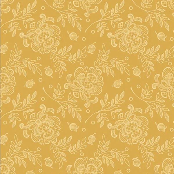 French Mill Lace Roses by Andover Fabrics A-738-Yellow sold by the 1/2 yd.