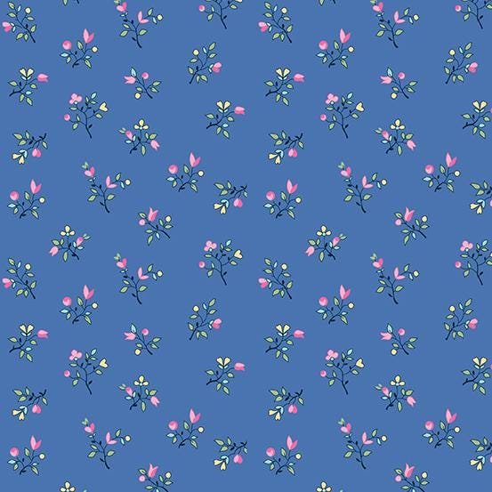Flowery by Andover Fabrics A-845-B1 Blue sold by the 1/2 yd