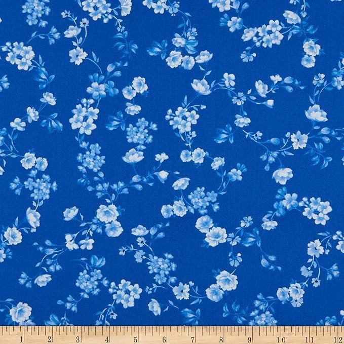 Petite Fleur Vine by Greta Lynn for Kanvas 07906-52 Cobalt sold by the 1/2 yd.