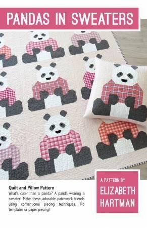 Pandas In Sweaters Quilt Pattern by Elizabeth Hartman 3 Sizes