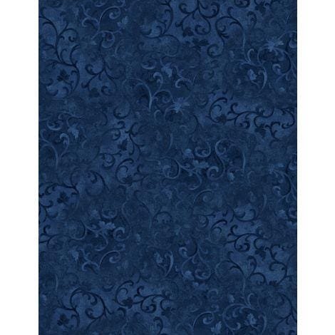 Essentials Scroll by Wilmington Prints 1077-89025-494 Navy sold by the 1/2 yd.